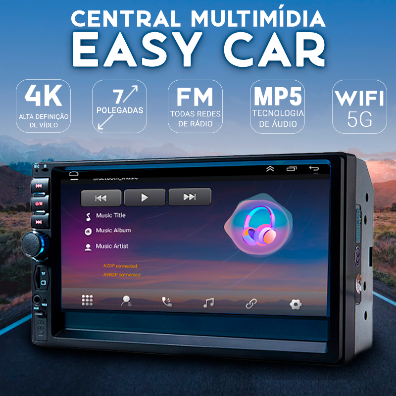 Central Multimídia Universal 7 Pol. Wifi Gps Mp5 Bluetooth - EasyCar